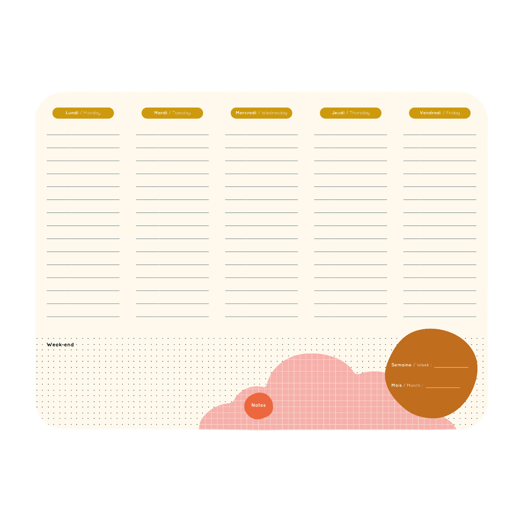 Pink Cloud Arabic Version Magnetic Planner