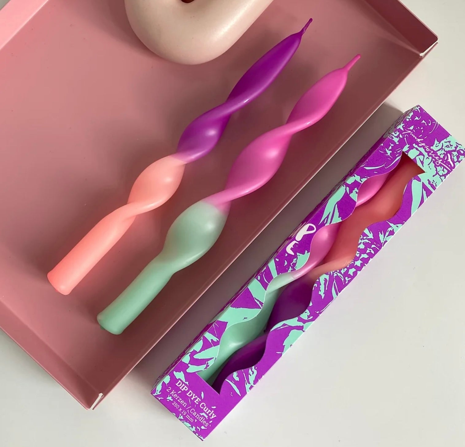 Purple Dip Dye Curly Candles