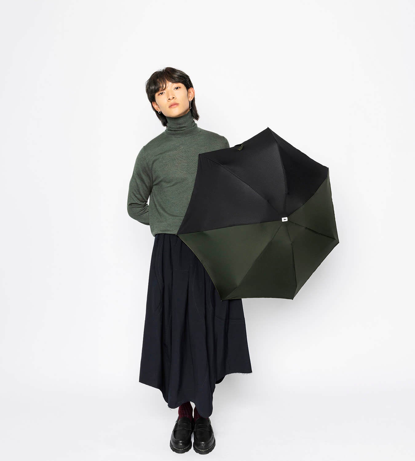 Khaki|Black Two Tone Compact Umbrella