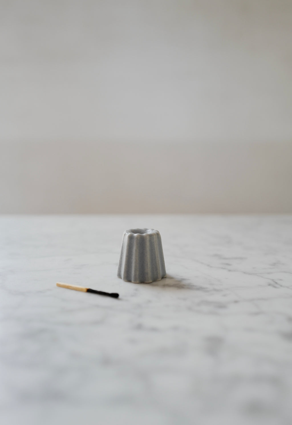 Matte Grey Porcelain Candle Holder